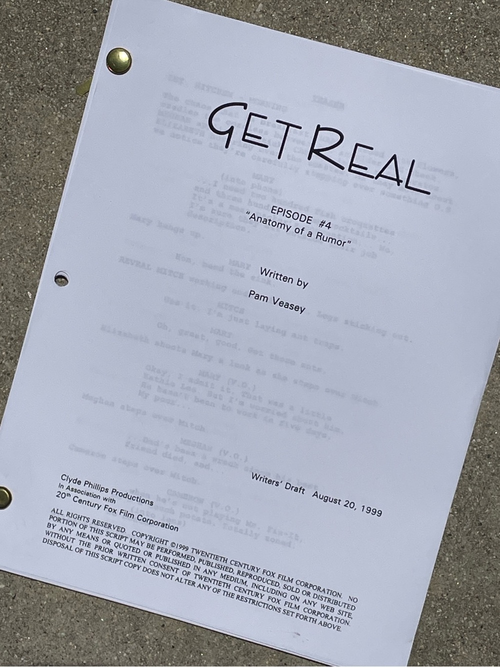 Get Real 90s TV Series Anne Hathaway Eisenberg EOC Production Used Script #4